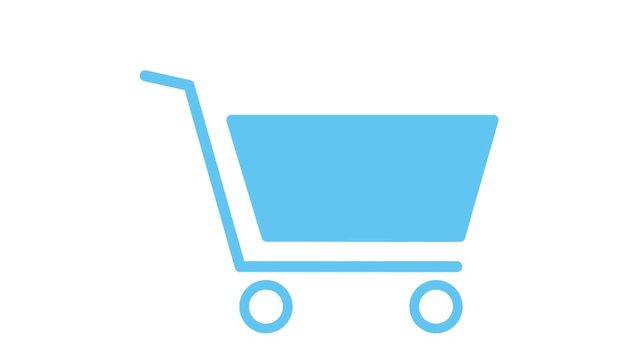 Shopping trolley Cart Icon in and out animation blue