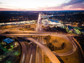 Aerial View of Highway Traffic 