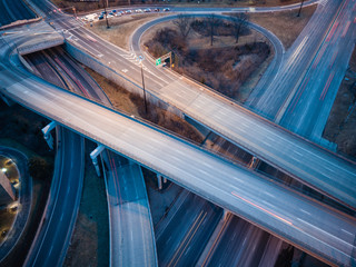 Aerial View of Highway Traffic 