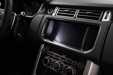 Car screen multimedia system. Interior detail.