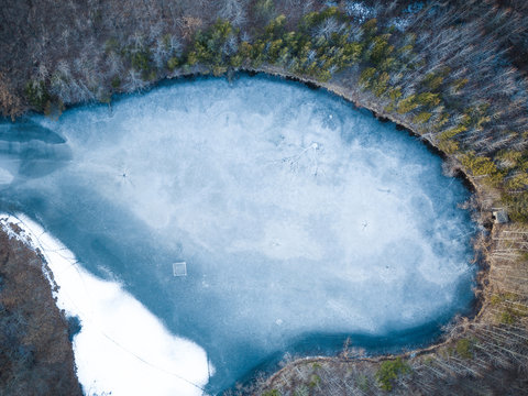 Aerial Of Frozen Lake