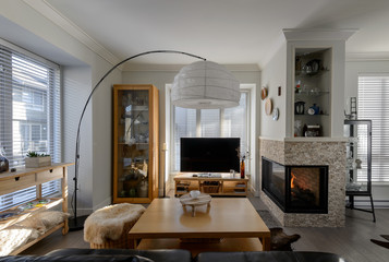 Luxury rustic living room. Interior design.