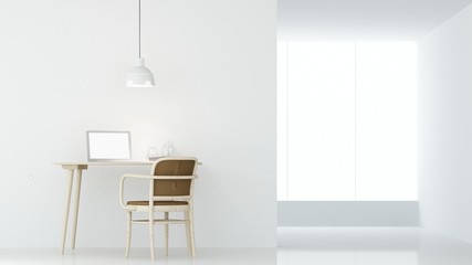 The interior hotel relax space 3d rendering and white background