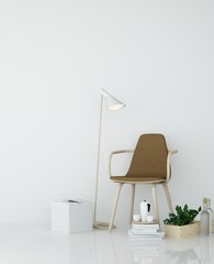 The interior hotel relax space 3d rendering and white background