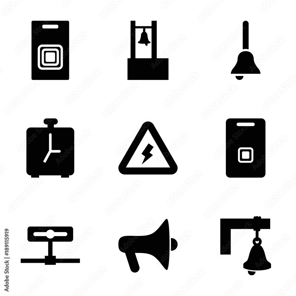 Poster alert icons. set of 9 editable filled alert icons