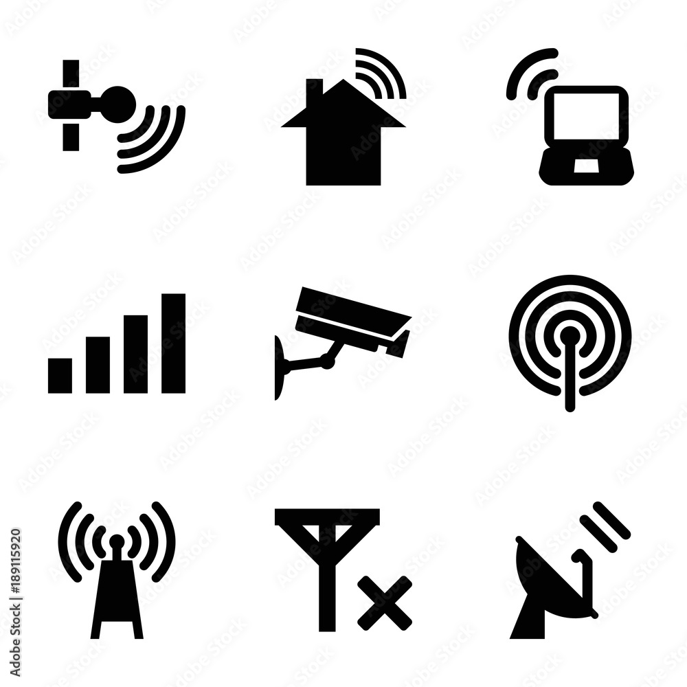 Poster signal icons. set of 9 editable filled signal icons