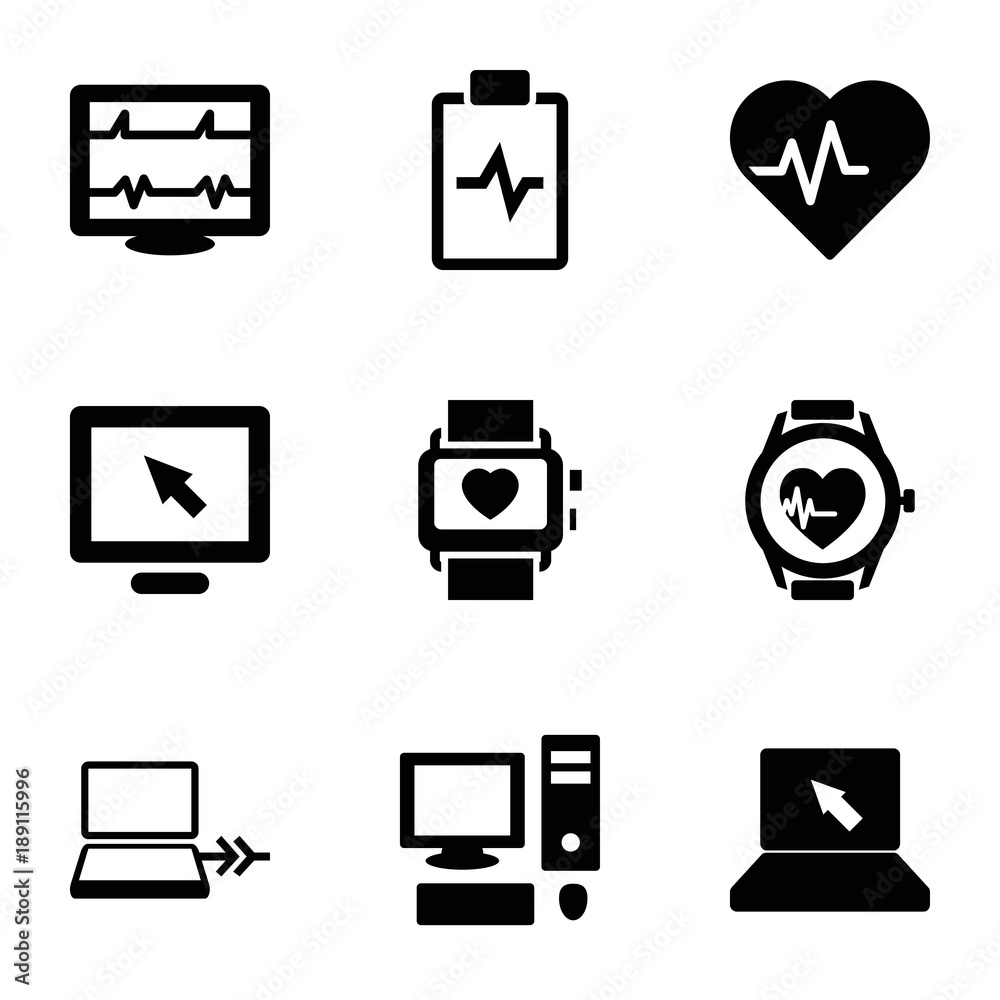 Poster monitor icons. set of 9 editable filled monitor icons