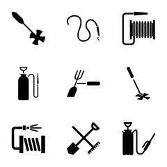 Hose icons. set of 9 editable filled hose icons