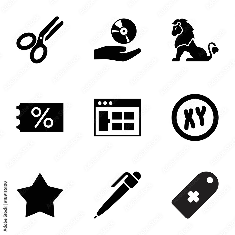 Poster template icons. set of 9 editable filled template icons
