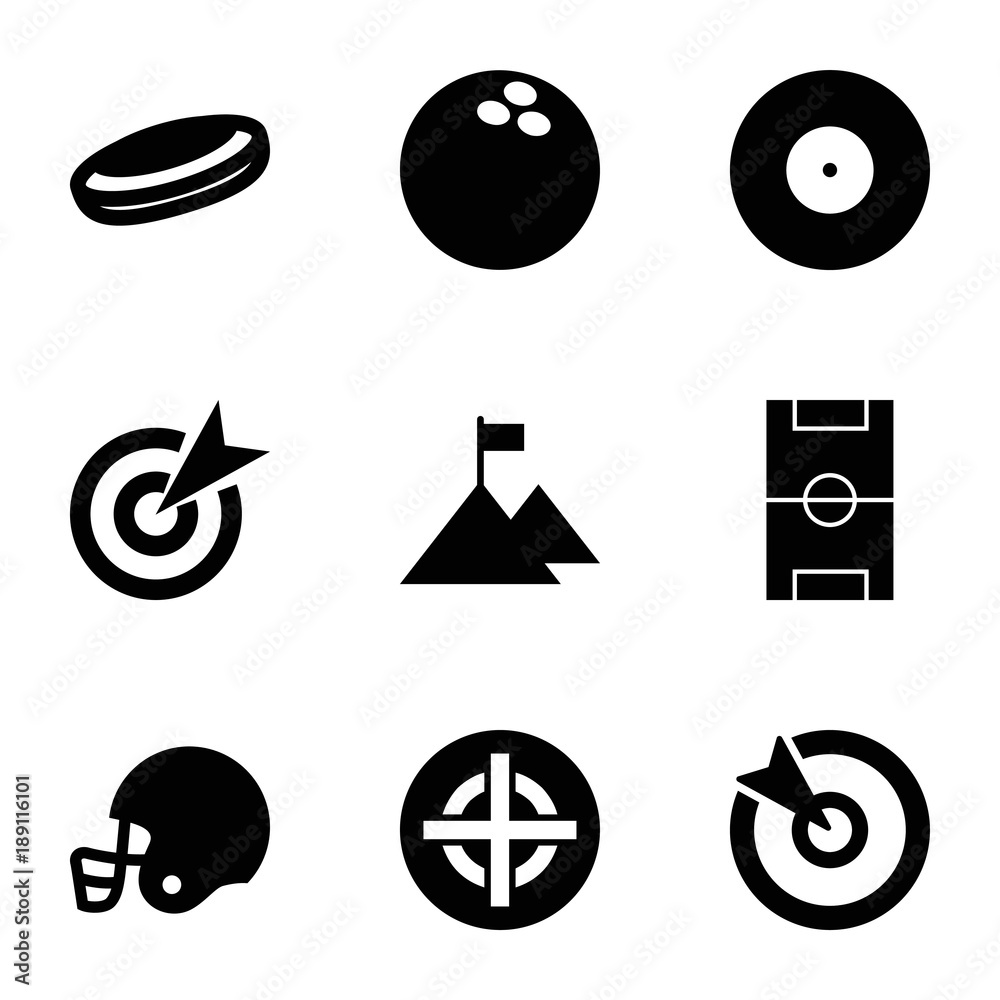 Poster goal icons. set of 9 editable filled goal icons