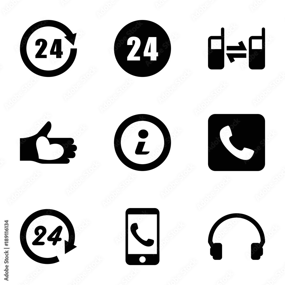 Poster support icons. set of 9 editable filled support icons