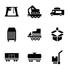 Cargo icons. set of 9 editable filled cargo icons