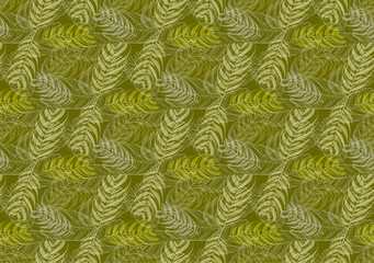 Tropical leaves seamless pattern. Floral jungle background.