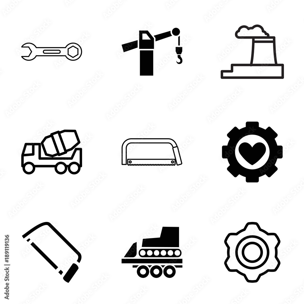 Poster engineering icons. set of 9 editable filled and outline engineering icons
