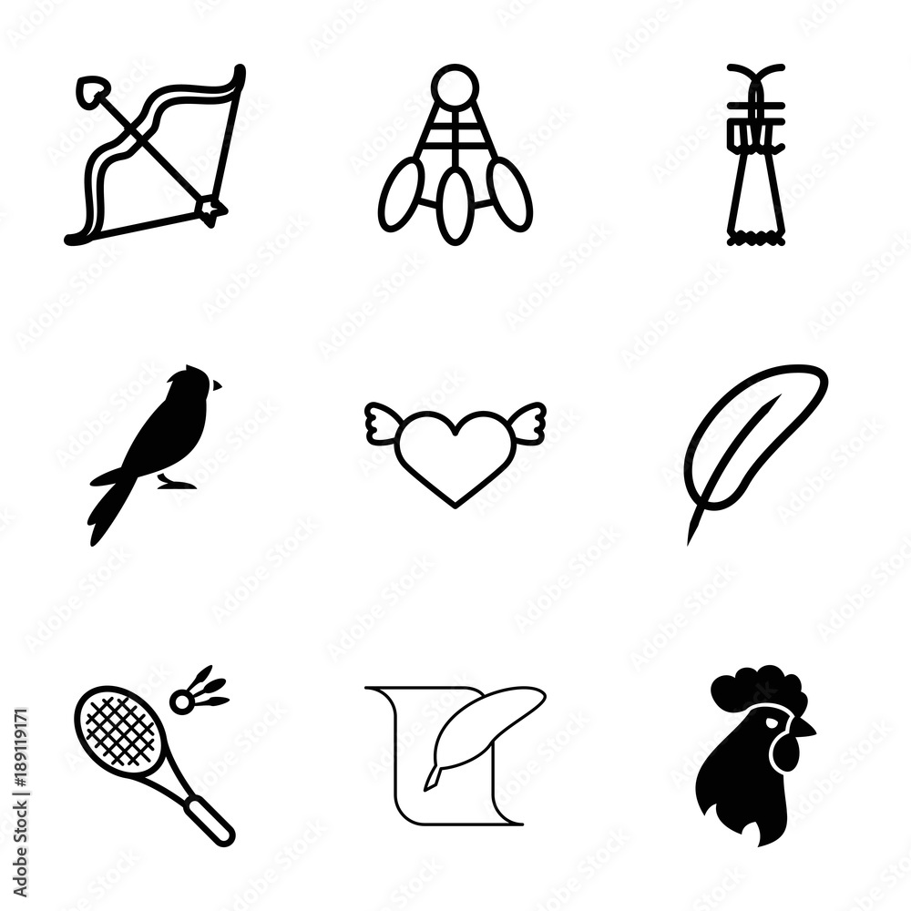 Poster feather icons. set of 9 editable filled and outline feather icons