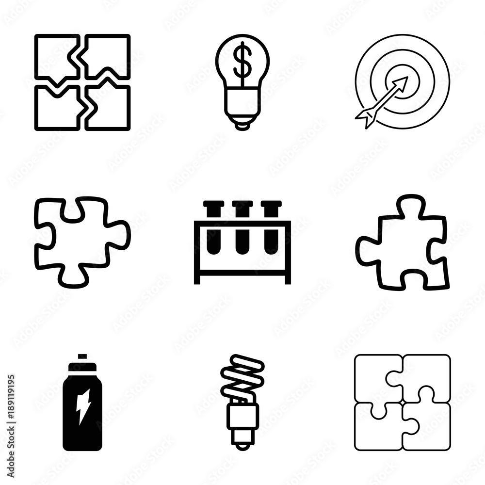 Poster Solution icons. set of 9 editable filled and outline solution icons