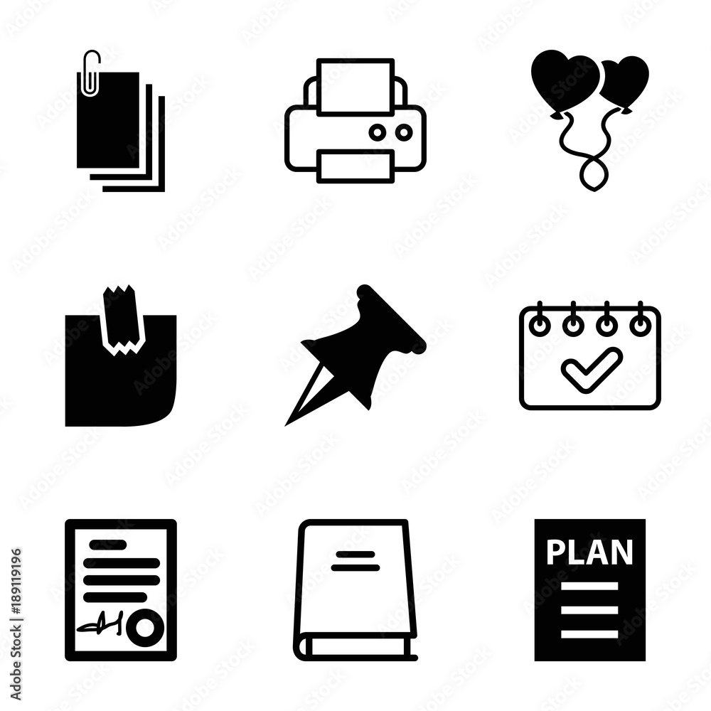 Poster paper icons. set of 9 editable filled and outline paper icons
