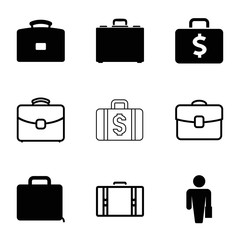 Brief icons. set of 9 editable filled and outline brief icons