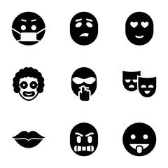 Smile icons. set of 9 editable filled and outline smile icons