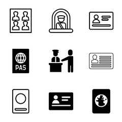 Passport icons. set of 9 editable filled and outline passport icons