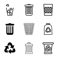 Waste icons. set of 9 editable filled and outline waste icons