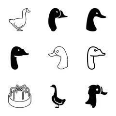 Duck icons. set of 9 editable filled and outline duck icons