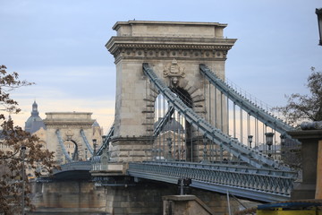 Chain Bridge over Danube River, Budapest, Hungary