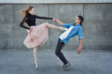 Couple dancing on the street
