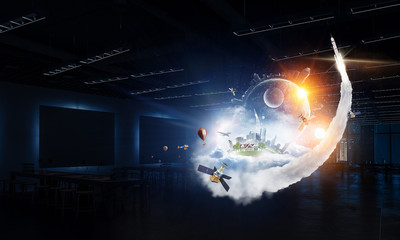 Whole world in hand . Mixed media