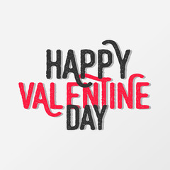 Valentine greeting card with the inscription of a happy Valentine's Day.  Greeting card concept in the form of a paper heart.  Vector illustration isolated on white background