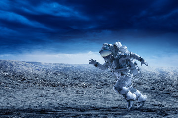 Spaceman running fast. Mixed media © Sergey Nivens