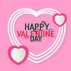 Valentine greeting card with the inscription of a happy Valentine's Day.  Greeting card concept in the form of a paper heart.  Vector illustration isolated on white background