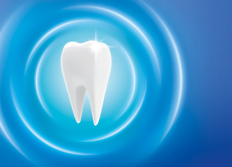 3D rendering tooth on blue background.
