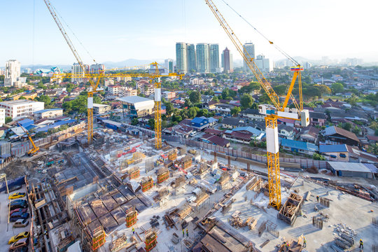 Construction Site In Midtown Of Modern City