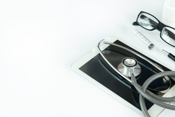 Fototapeta premium Good health Medical equipment isolated on white medicine instruments concept