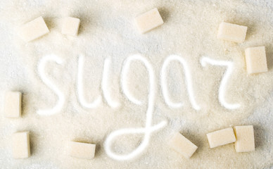 Background of the sugar refined and extended, top view.
