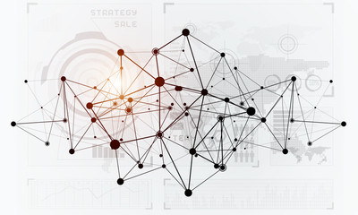Lines and dots as networking idea drawn on white background