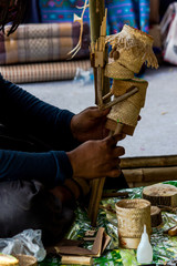 Handmade weaving bamboo basket Applied to play toy