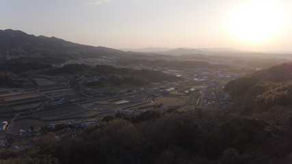 日本の田園風景ドローン撮影・淡路島