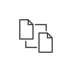 Copy file document line icon, outline vector sign, linear style pictogram isolated on white. File synchronization symbol, logo illustration. Editable stroke