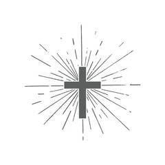 Shiny Cross with sun burst vintage style