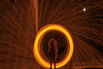 Fototapeta premium Steel wool light painting