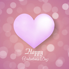 Valentine's greeting card with defocused dots red balloon and pink hearts. Vector