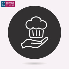 Cake line vector icon. Editable stroke.
