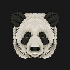 Head of panda bear, face of wild animal hand drawn vector Illustration