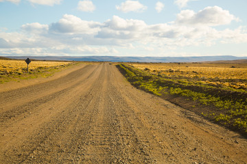 Fototapeta na wymiar Views of steppe landscape of Pampas, Patagonia
