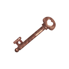 Antique bronze old key vector Illustration