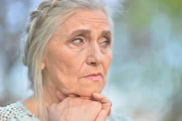 sad senior beautiful   woman 