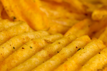 Potato chips close up