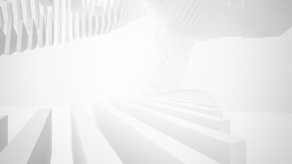 Fototapeta premium Abstract white interior multilevel public space with window. 3D illustration and rendering.